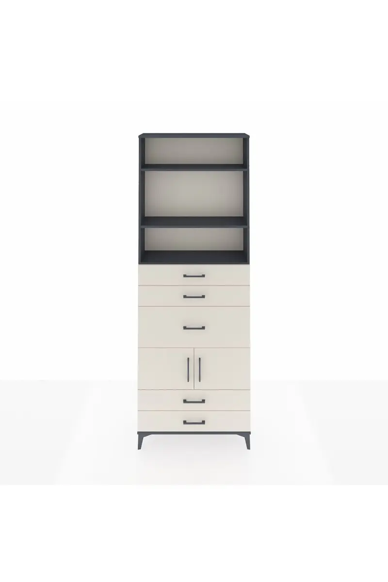 Arges Dolap 4 Raflı 5 Çekmeceli 2 Kapaklı 88x30x243