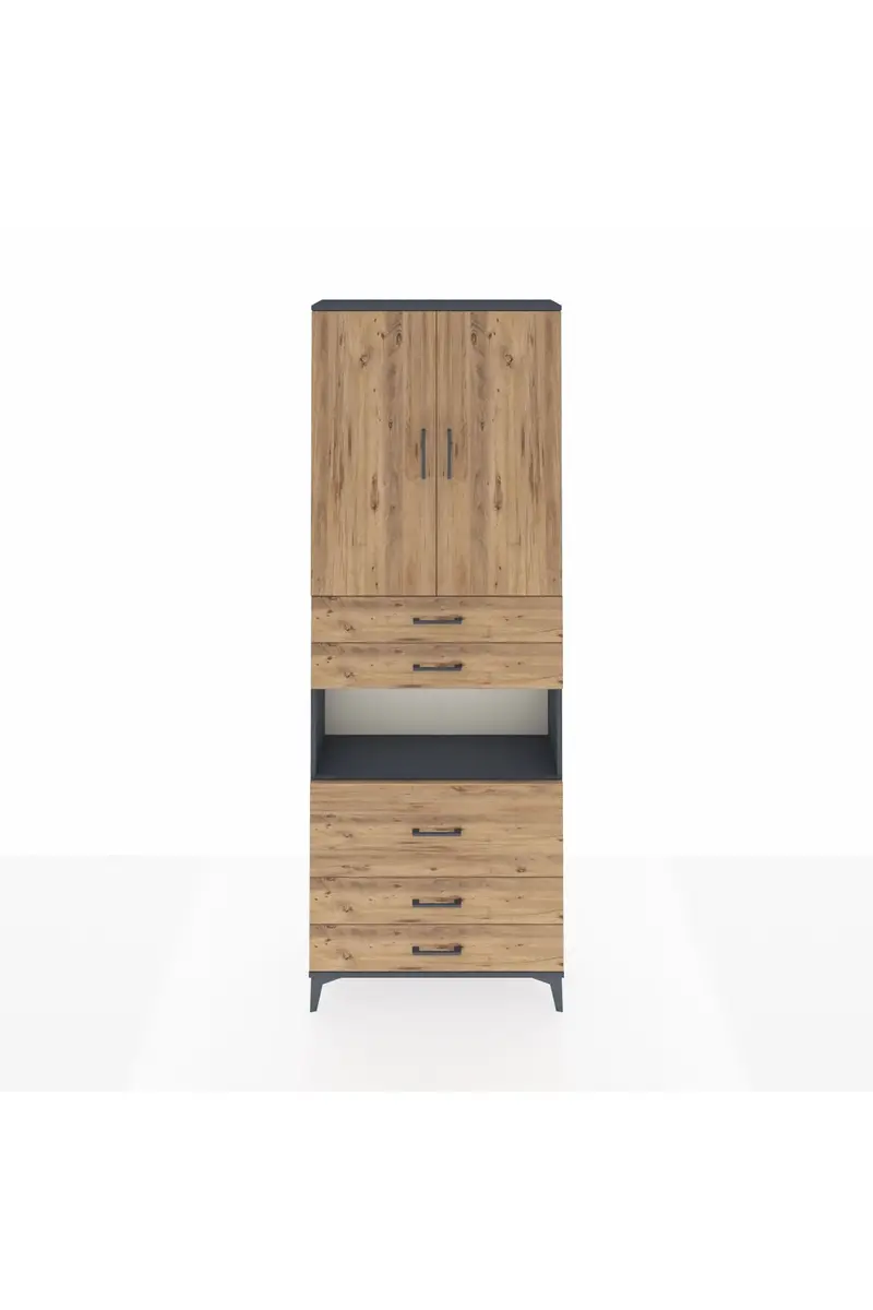 Arges Dolap 4 Raflı 5 Çekmeceli 2 Kapaklı 88x30x243