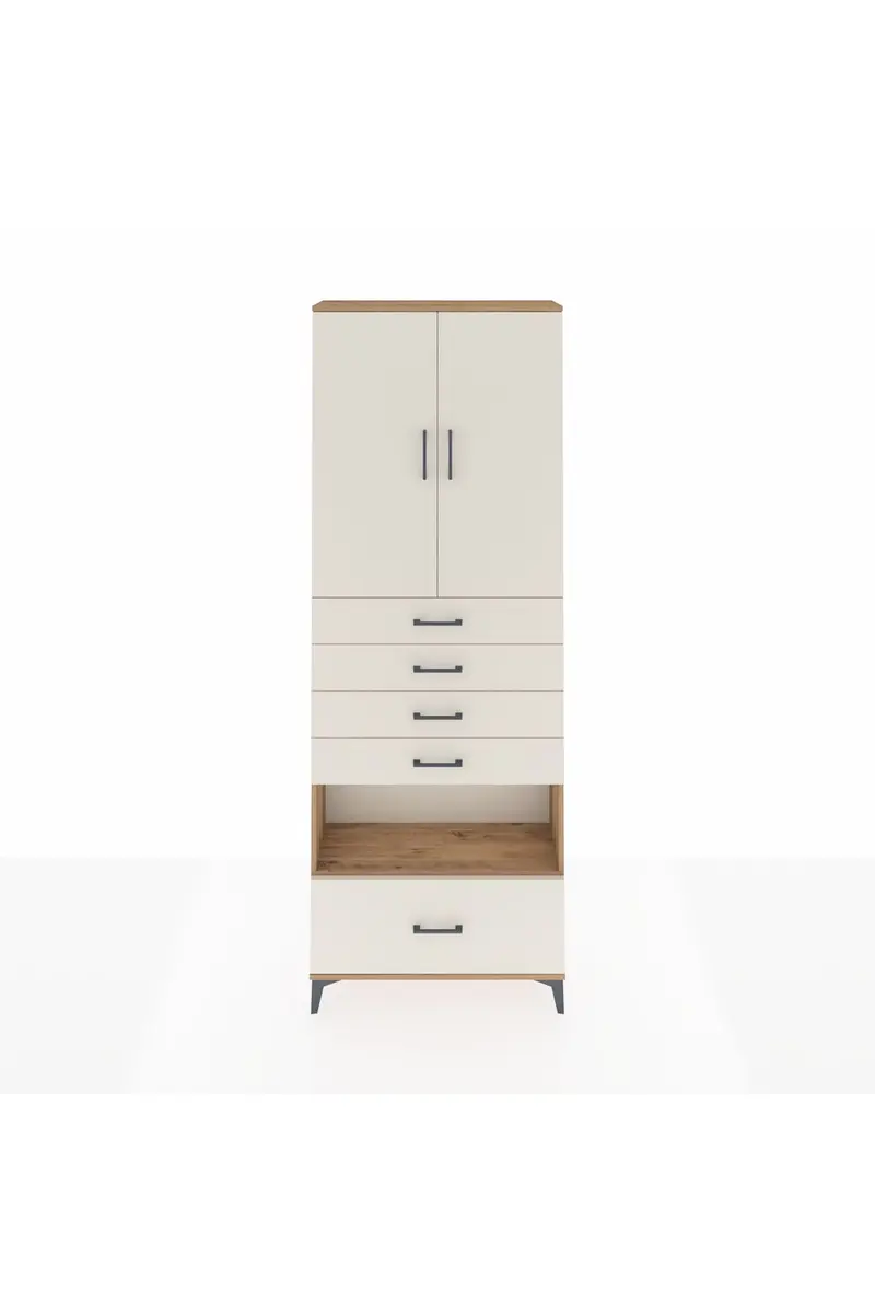 Arges Dolap 4 Raflı 5 Çekmeceli 2 Kapaklı 88x30x243