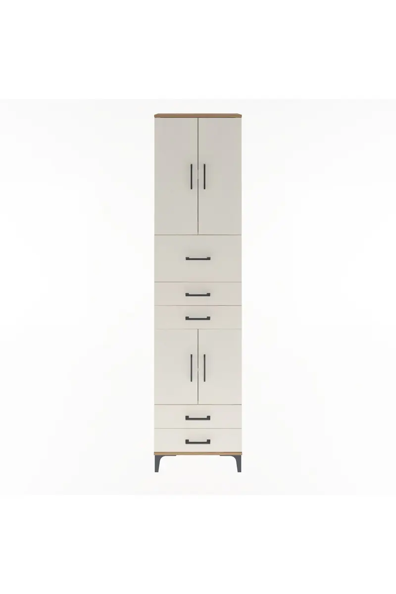 Arges Dolap 4 Raflı 5 Çekmeceli 4 Kapaklı 60x30x243