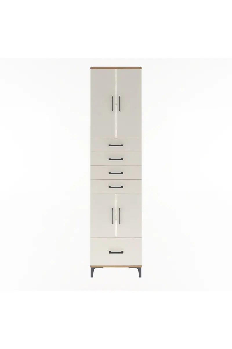 Arges Dolap 4 Raflı 5 Çekmeceli 4 Kapaklı 60x30x243