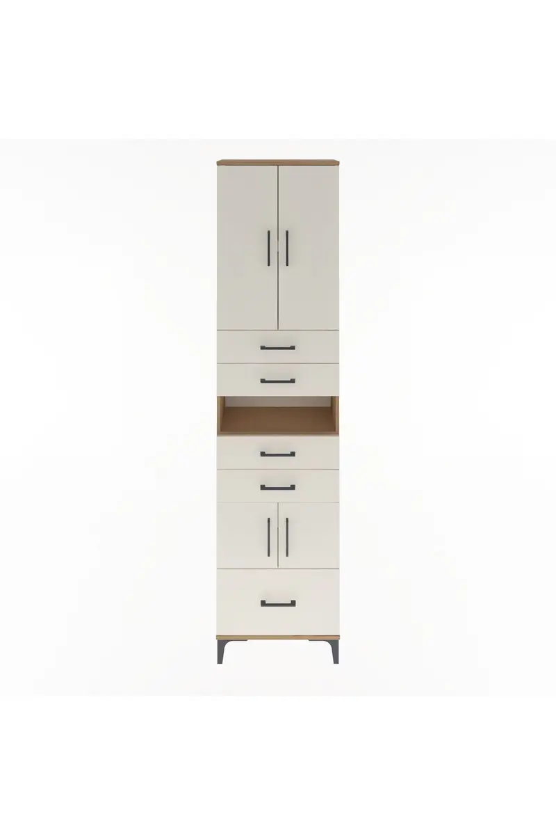 Arges Dolap 4 Raflı 5 Çekmeceli 4 Kapaklı 60x30x243