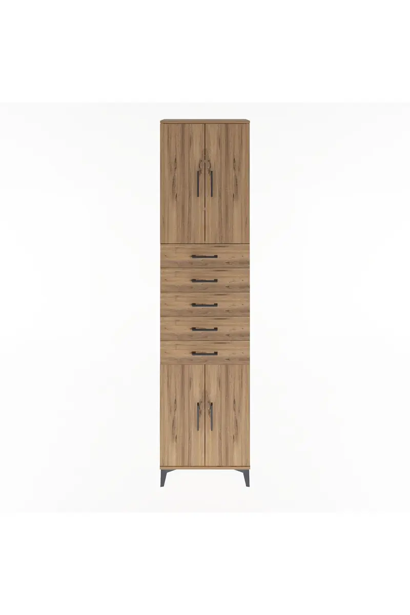 Arges Dolap 4 Raflı 5 Çekmeceli 4 Kapaklı 60x30x243