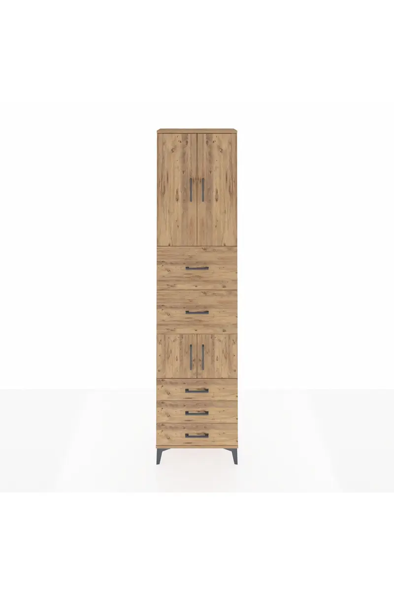 Arges Dolap 4 Raflı 5 Çekmeceli 4 Kapaklı 60x30x243