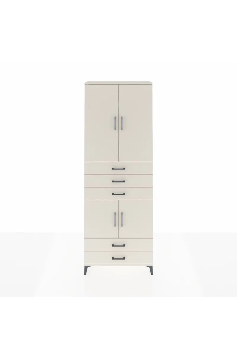 Arges Dolap 4 Raflı 5 Çekmeceli 4 Kapaklı 88x30x243