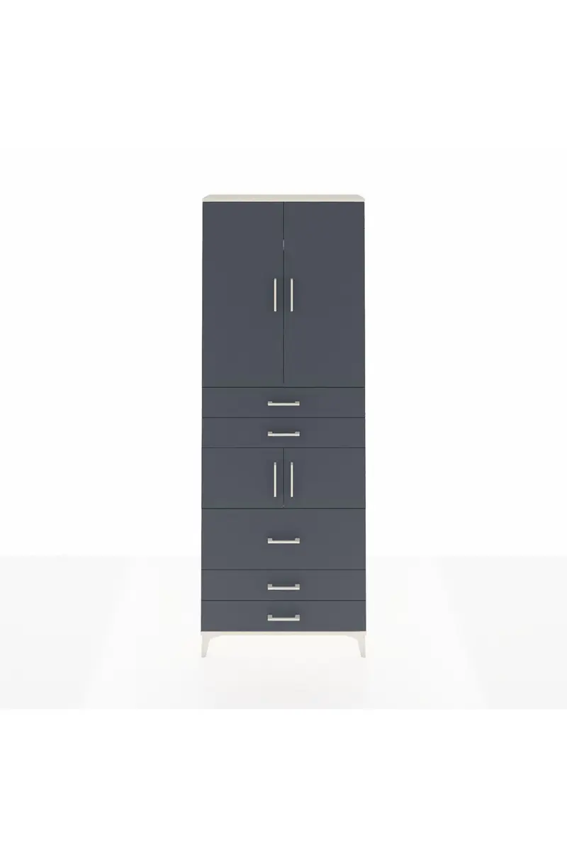 Arges Dolap 4 Raflı 5 Çekmeceli 4 Kapaklı 88x30x243