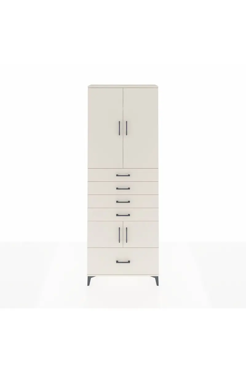 Arges Dolap 4 Raflı 5 Çekmeceli 4 Kapaklı 88x30x243