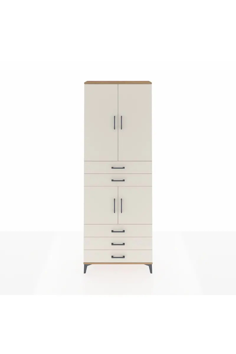 Arges Dolap 4 Raflı 5 Çekmeceli 4 Kapaklı 88x30x243