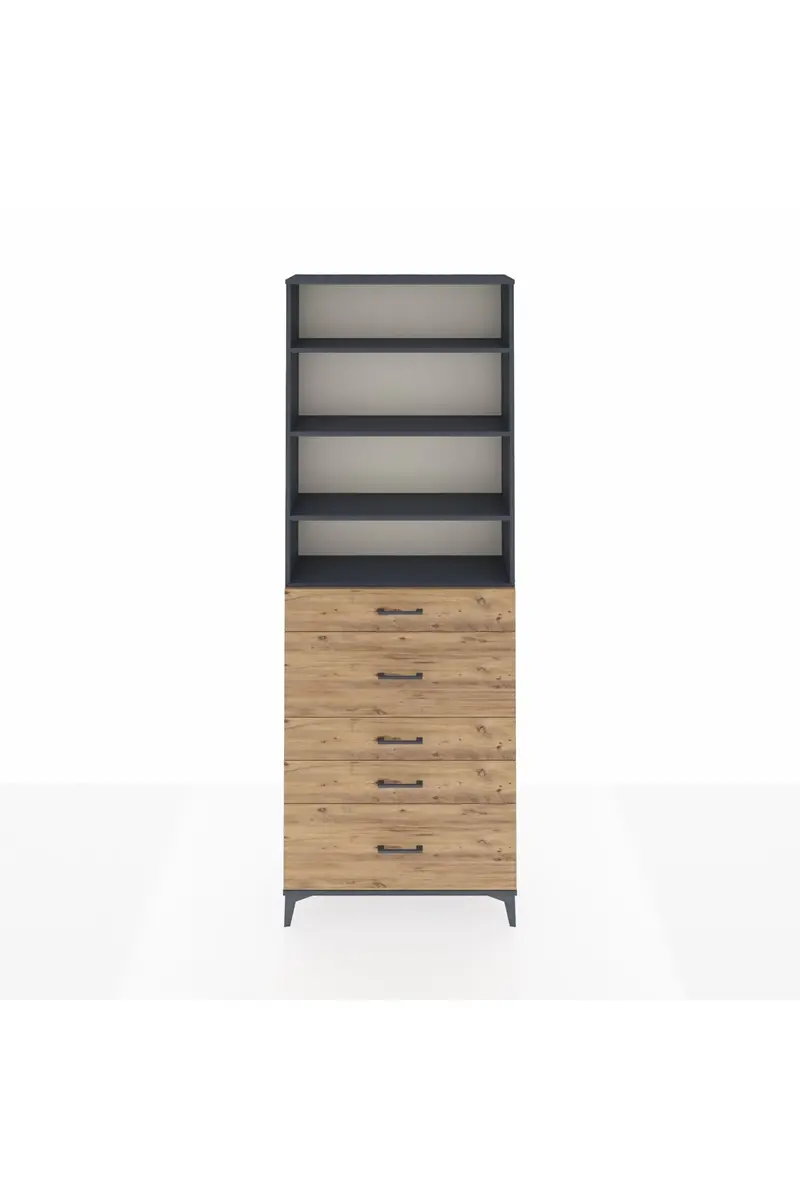 Arges Dolap 4 Raflı 5 Çekmeceli 88x30x243