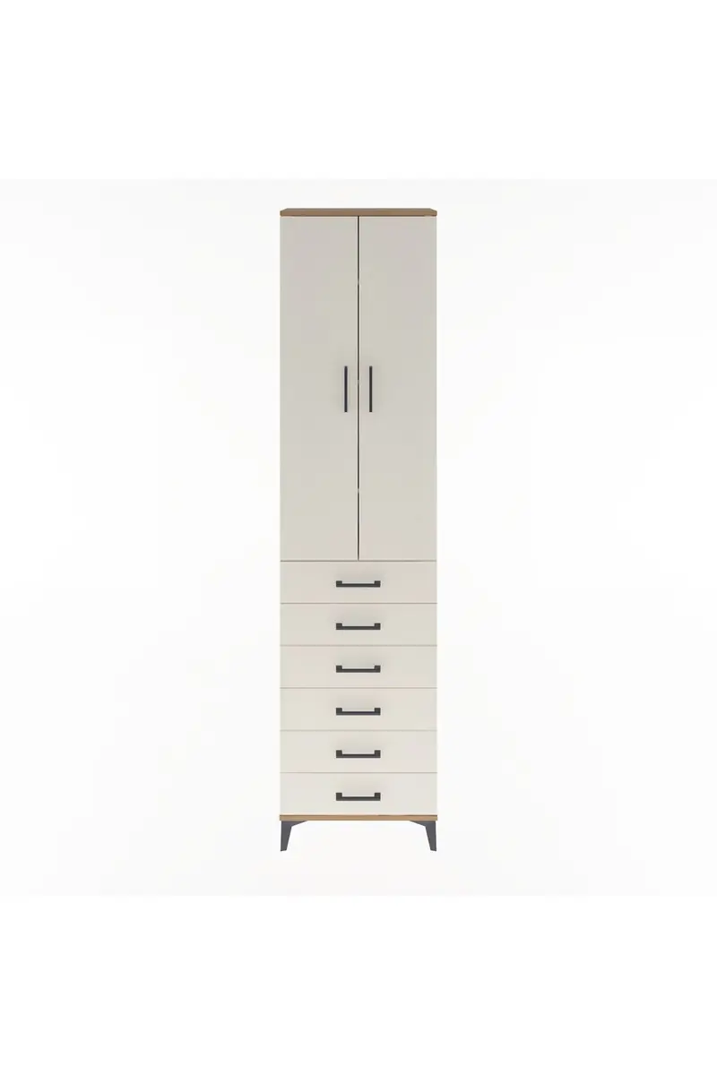 Arges Dolap 4 Raflı 6 Çekmeceli 2 Kapaklı 60x30x243