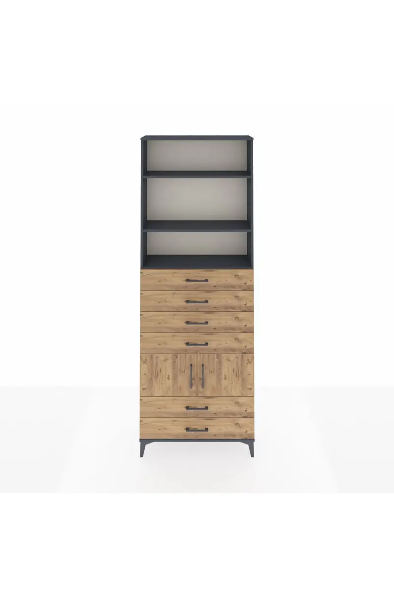 Arges Dolap 4 Raflı 6 Çekmeceli 2 Kapaklı 88x30x243