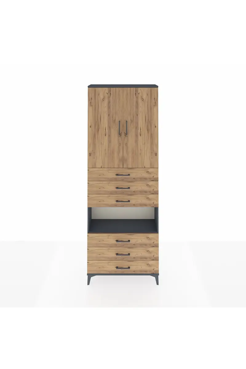 Arges Dolap 4 Raflı 6 Çekmeceli 2 Kapaklı 88x30x243