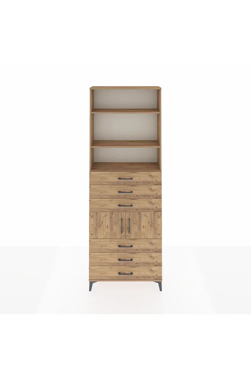Arges Dolap 4 Raflı 6 Çekmeceli 2 Kapaklı 88x30x243