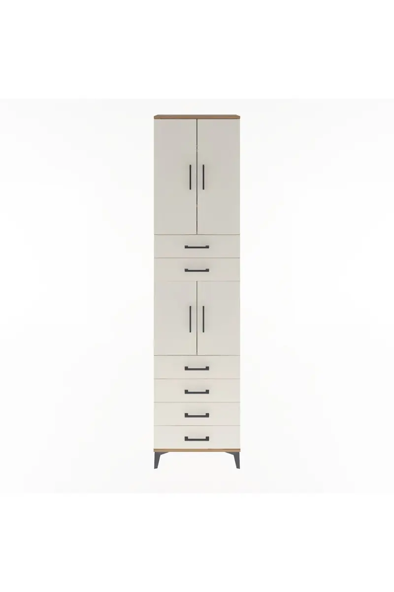 Arges Dolap 4 Raflı 6 Çekmeceli 4 Kapaklı 60x30x243