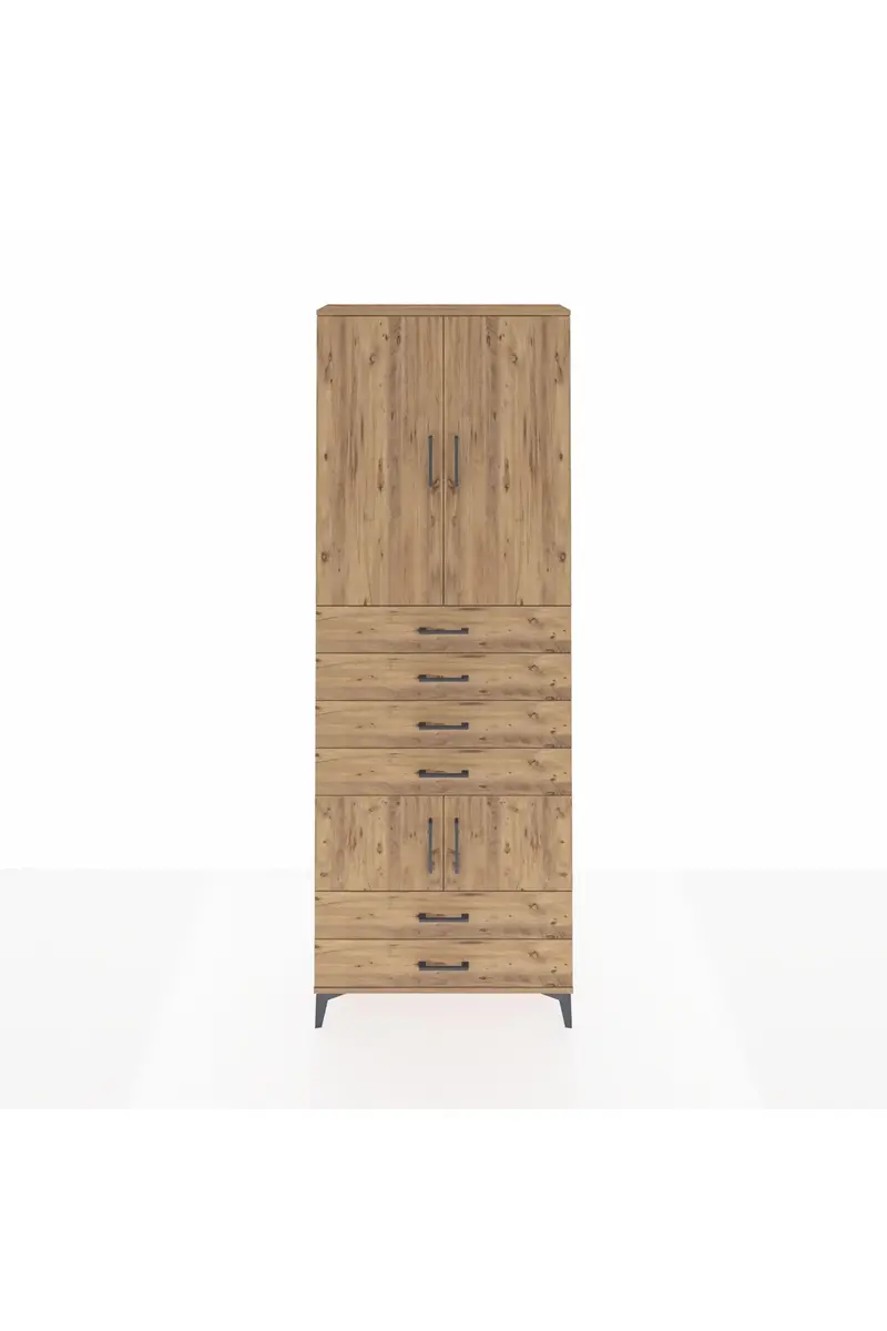 Arges Dolap 4 Raflı 6 Çekmeceli 4 Kapaklı 88x30x243