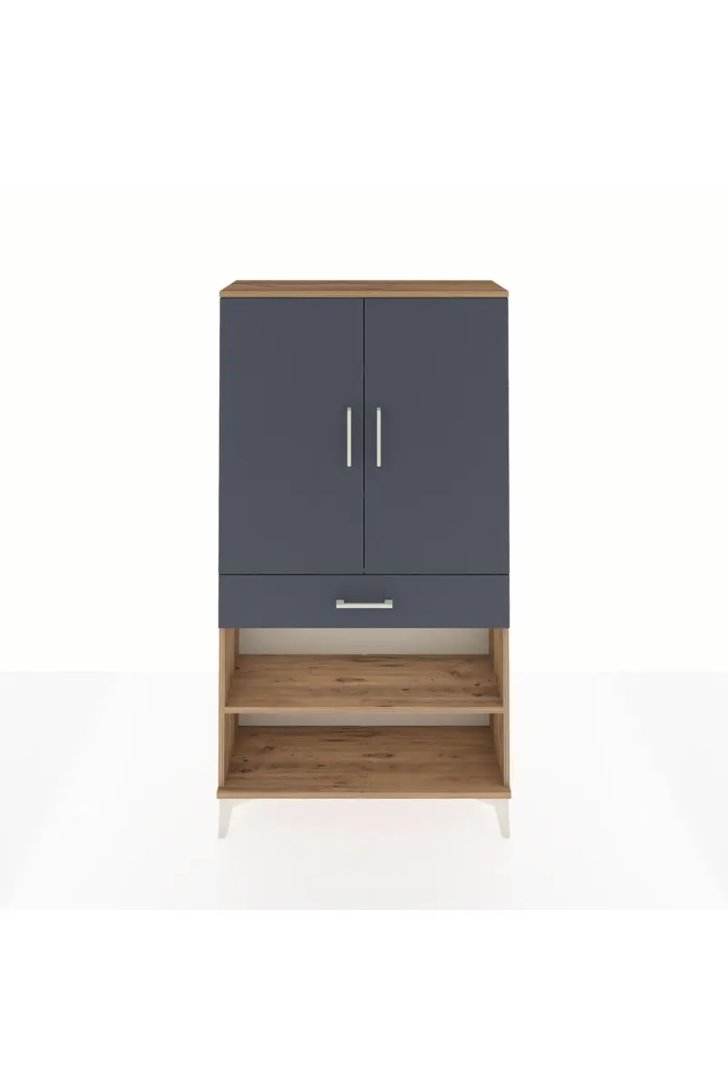 Arges Dolap 4 Raflı Tek Çekmeceli 2 Kapaklı 88x30x163