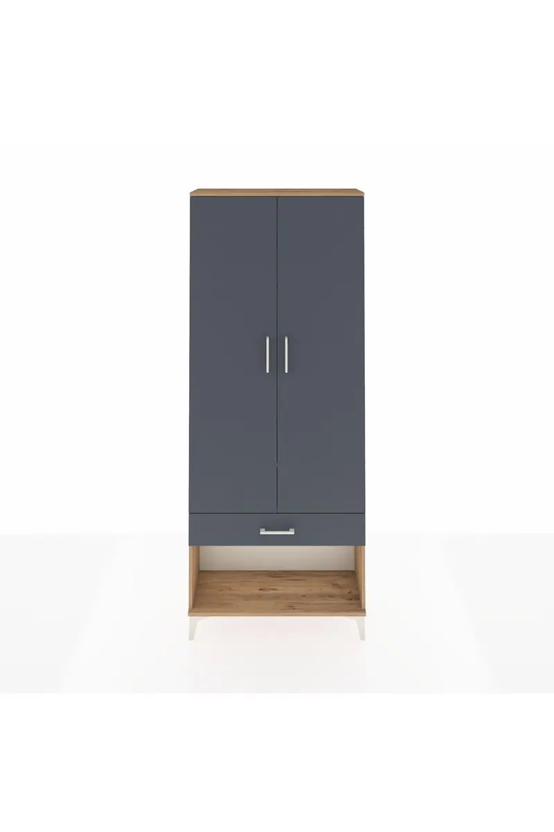 Arges Dolap 4 Raflı Tek Çekmeceli 2 Kapaklı 88x30x221