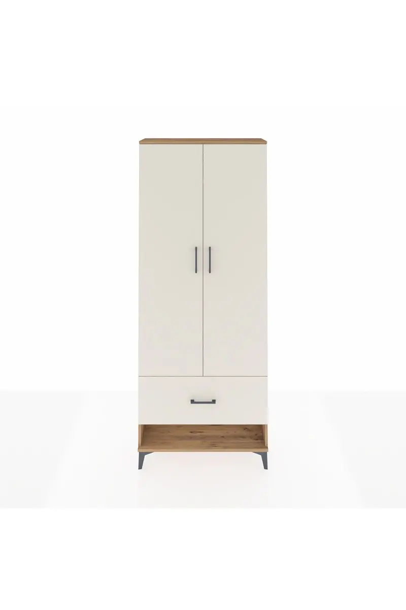Arges Dolap 4 Raflı Tek Çekmeceli 2 Kapaklı 88x30x221