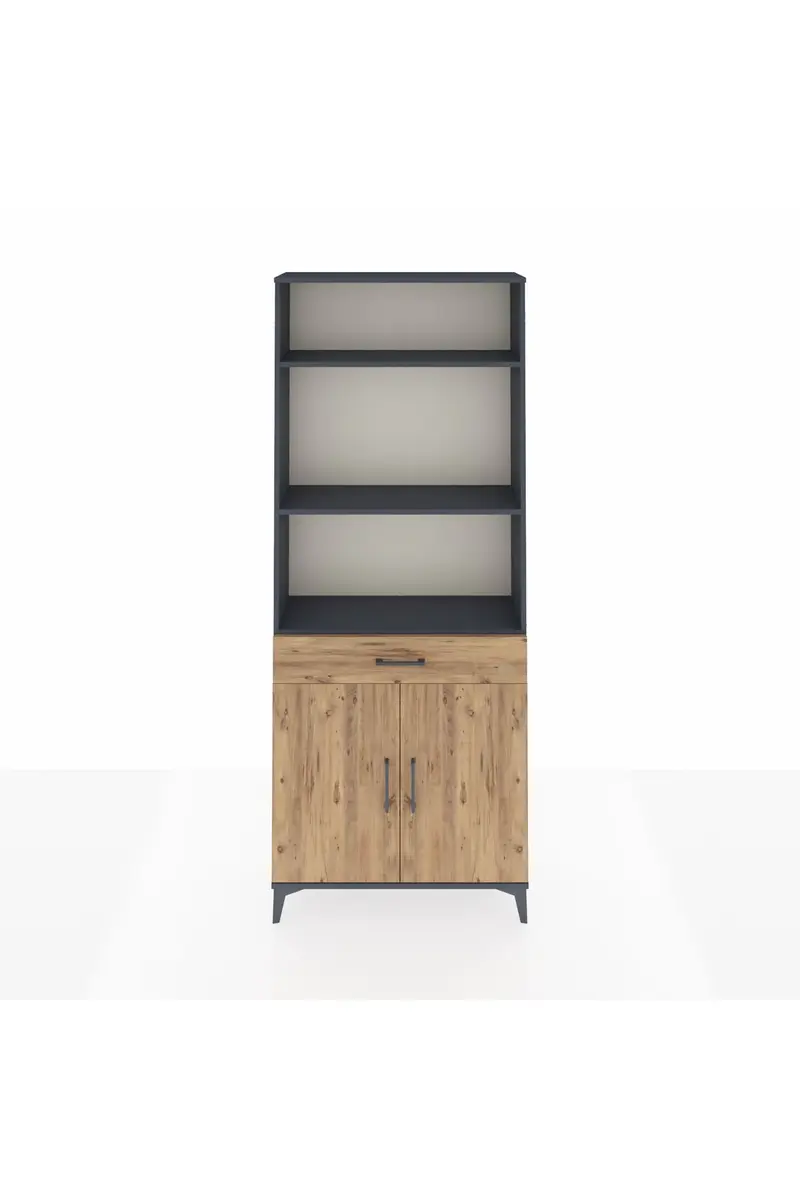 Arges Dolap 4 Raflı Tek Çekmeceli 2 Kapaklı 88x30x221