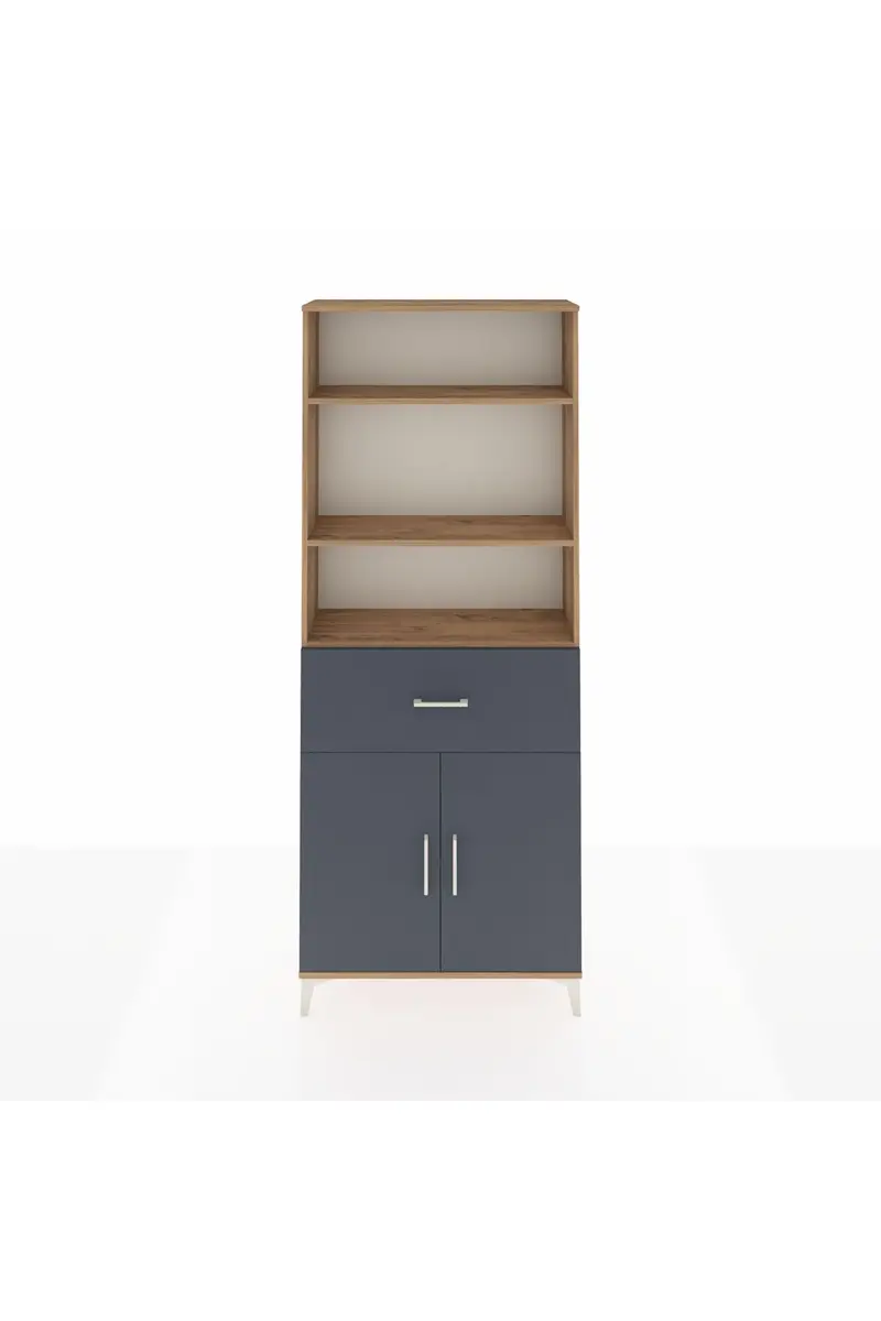 Arges Dolap 4 Raflı Tek Çekmeceli 2 Kapaklı 88x30x221