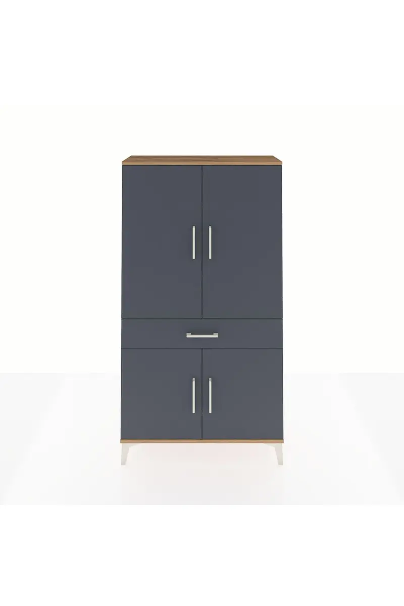 Arges Dolap 4 Raflı Tek Çekmeceli 4 Kapaklı 88x30x163