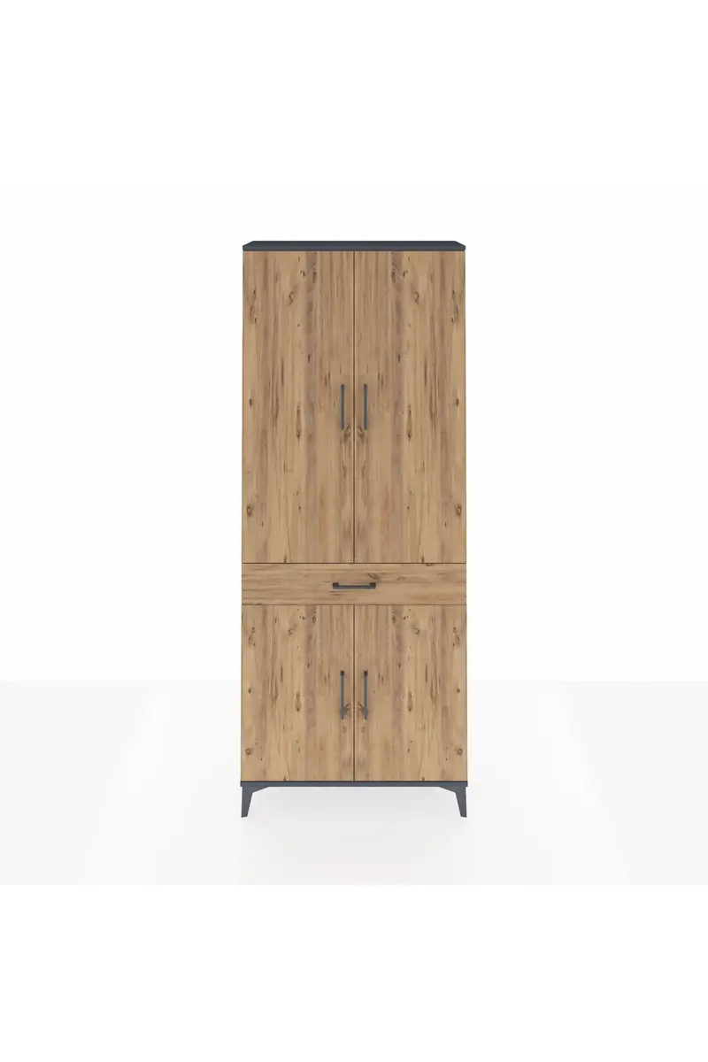 Arges Dolap 4 Raflı Tek Çekmeceli 4 Kapaklı 88x30x221