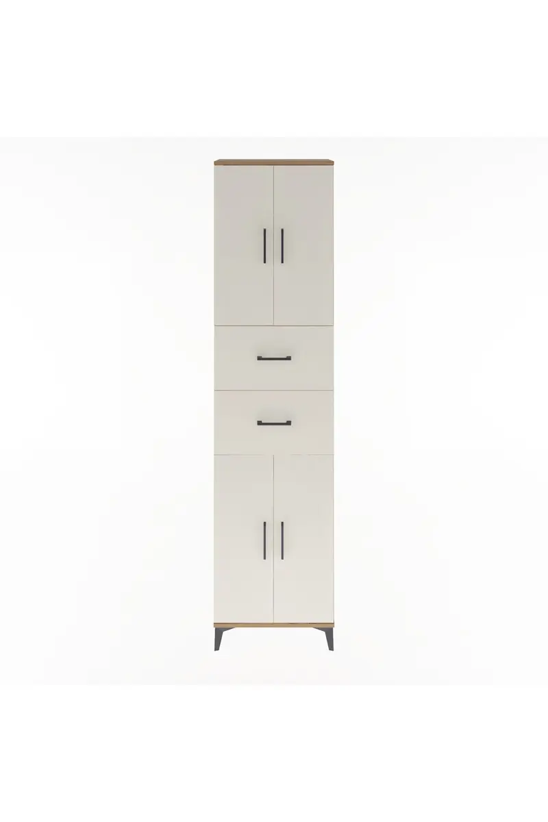Arges Dolap 5 Raflı 2 Çekmeceli 4 Kapaklı 60x30x243