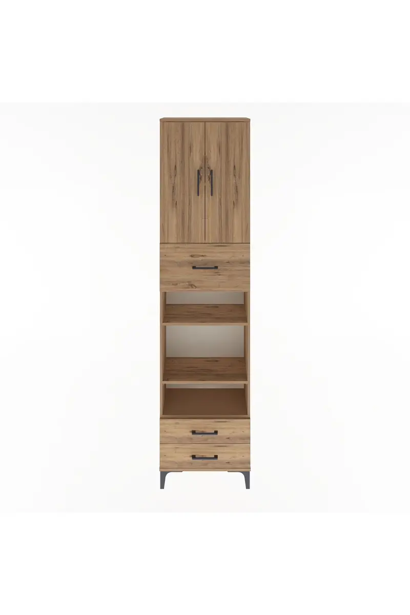 Arges Dolap 5 Raflı 3 Çekmeceli 2 Kapaklı 60x30x243