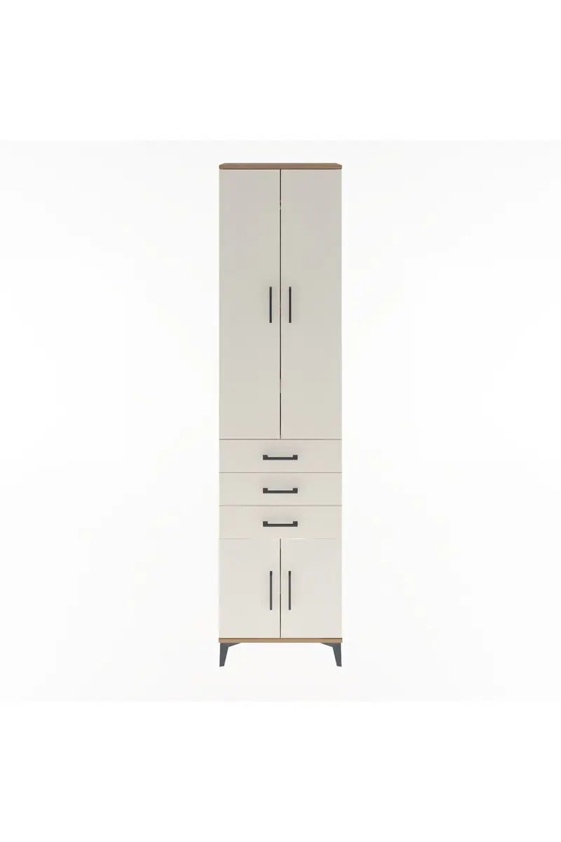 Arges Dolap 5 Raflı 3 Çekmeceli 4 Kapaklı 60x30x243