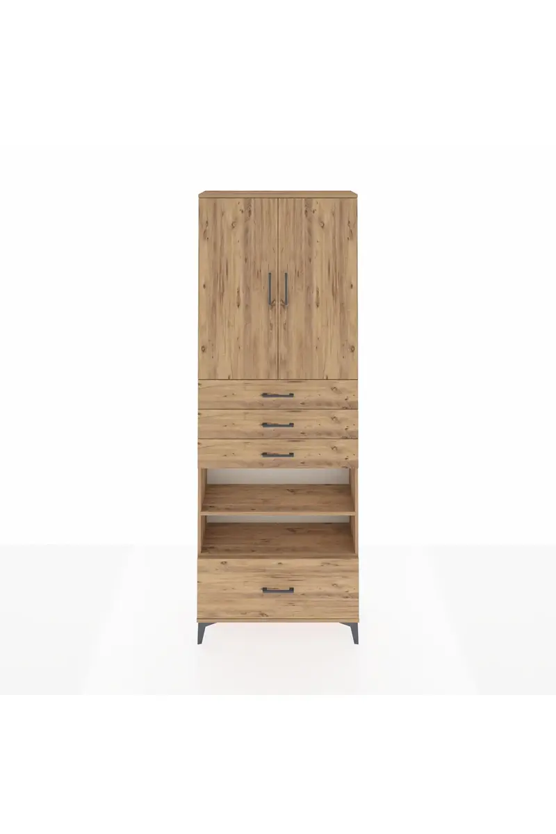 Arges Dolap 5 Raflı 4 Çekmeceli 2 Kapaklı 88x30x243
