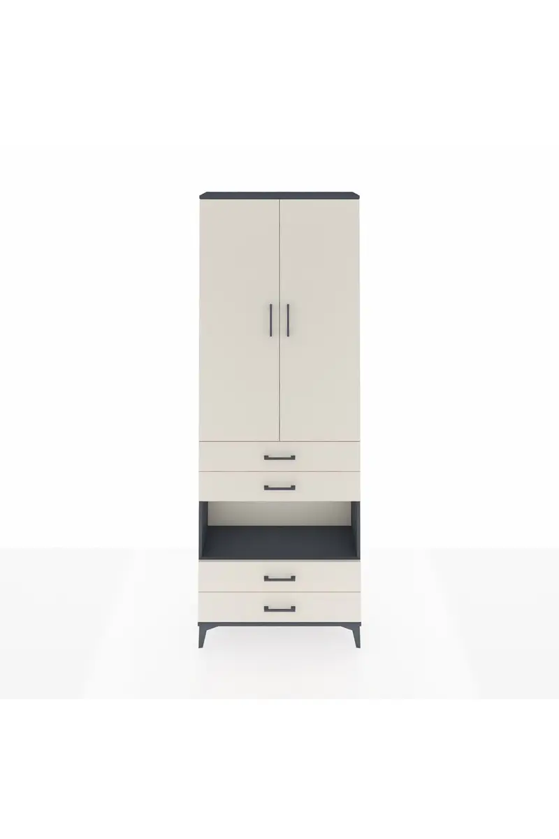 Arges Dolap 5 Raflı 4 Çekmeceli 2 Kapaklı 88x30x243