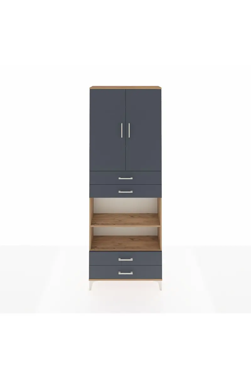 Arges Dolap 5 Raflı 4 Çekmeceli 2 Kapaklı 88x30x243