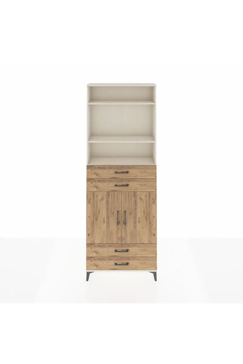 Arges Dolap 5 Raflı 4 Çekmeceli 2 Kapaklı 88x30x243