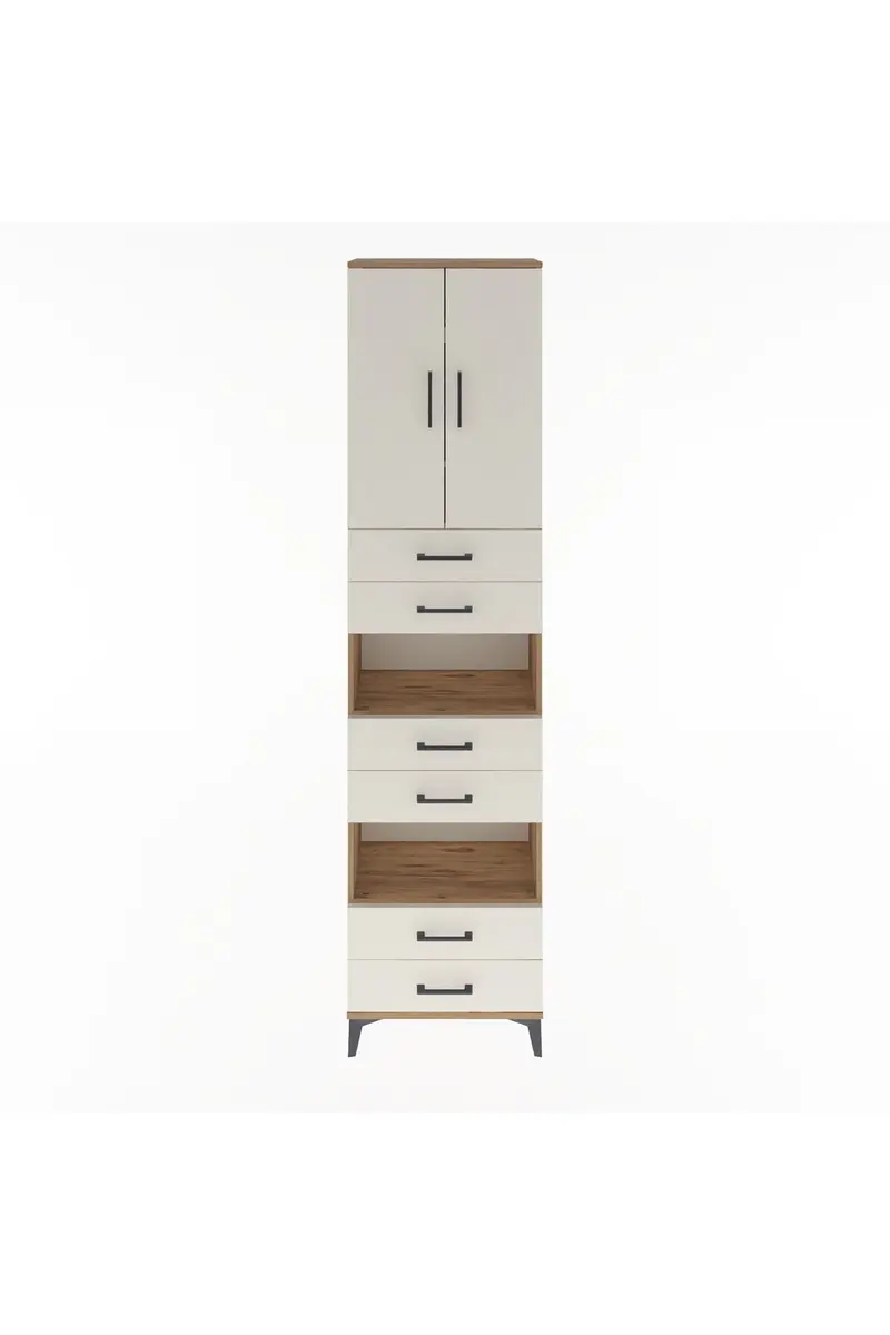 Arges Dolap 5 Raflı 6 Çekmeceli 2 Kapaklı 60x30x243