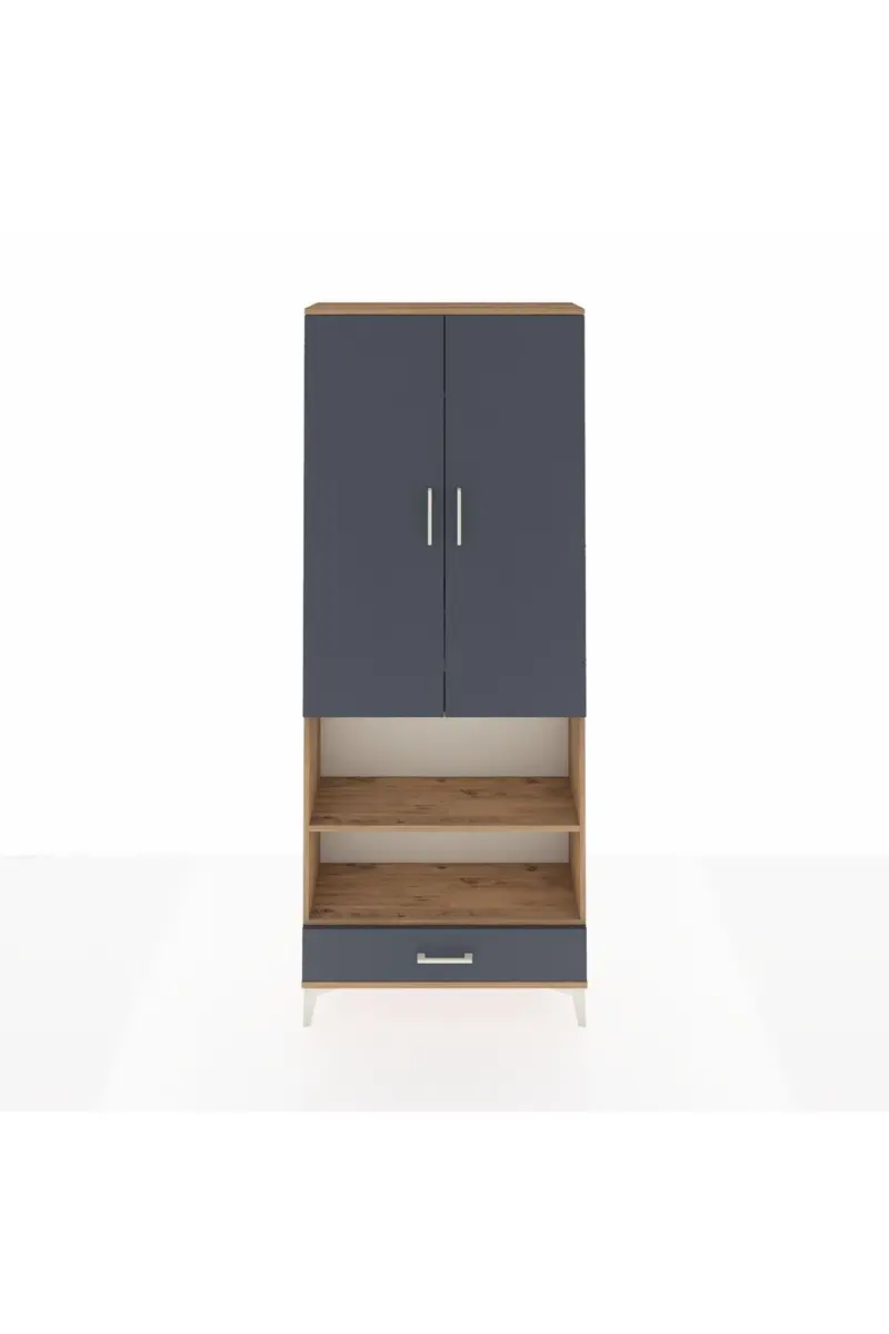 Arges Dolap 5 Raflı Tek Çekmeceli 2 Kapaklı 88x30x221