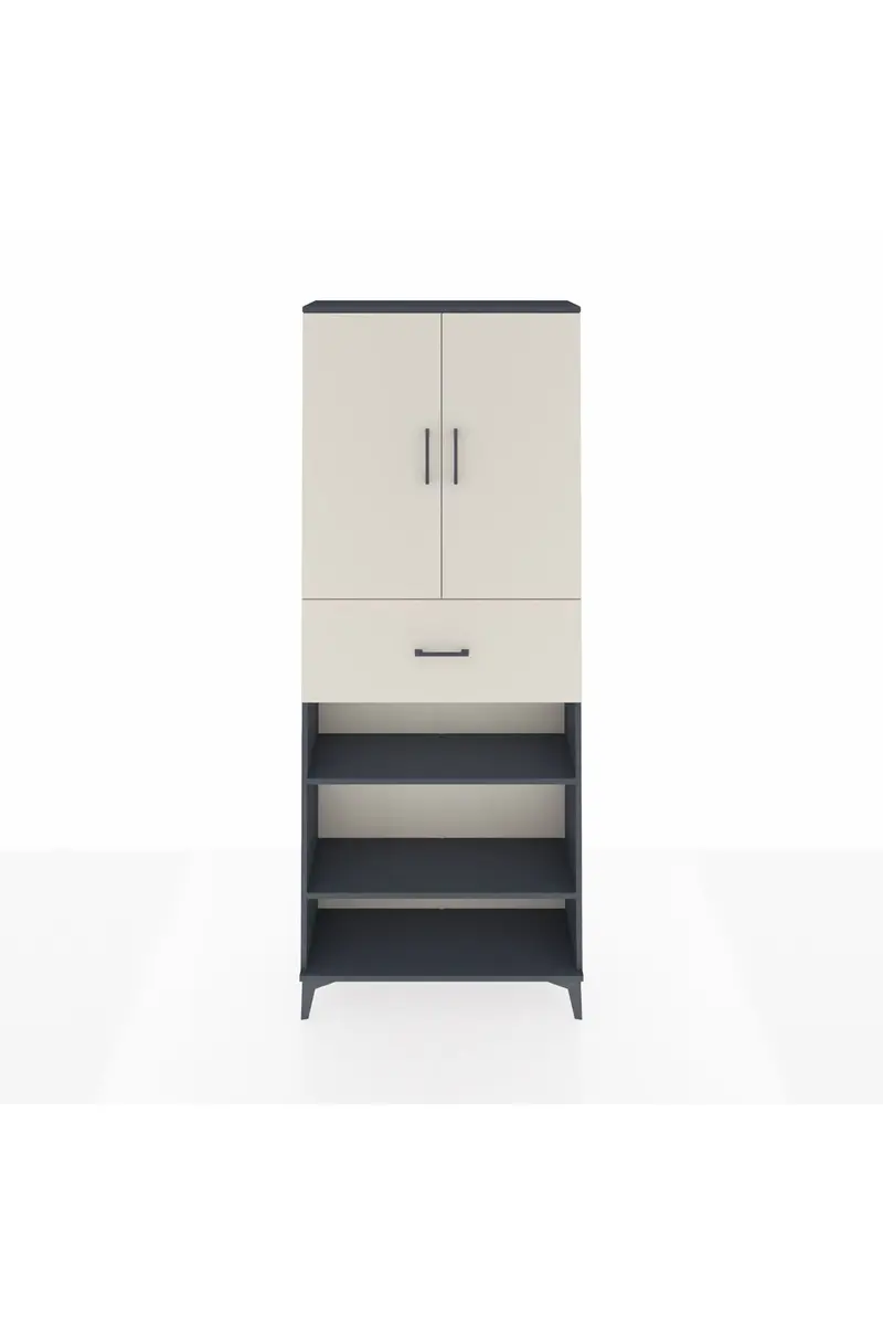 Arges Dolap 5 Raflı Tek Çekmeceli 2 Kapaklı 88x30x221