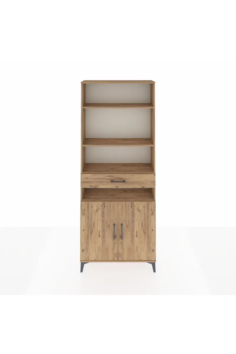 Arges Dolap 5 Raflı Tek Çekmeceli 2 Kapaklı 88x30x221