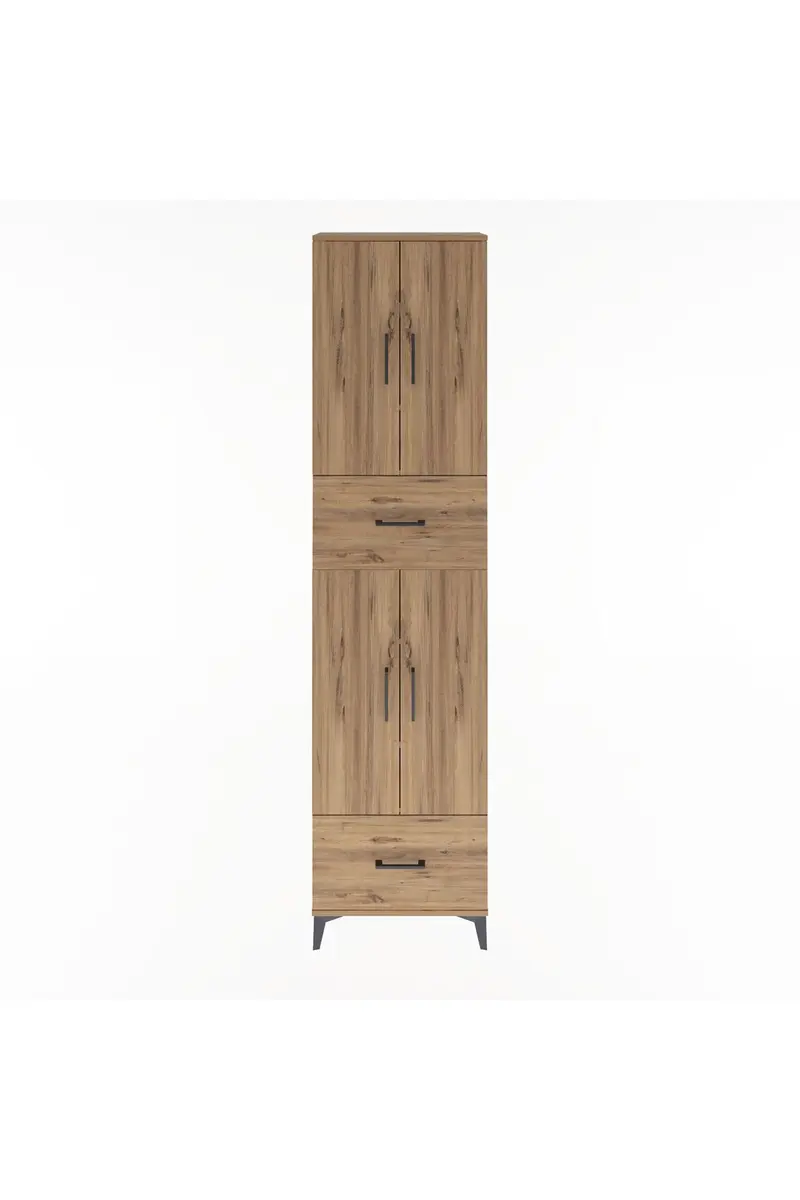 Arges Dolap 6 Raflı 2 Çekmeceli 4 Kapaklı 60x30x243
