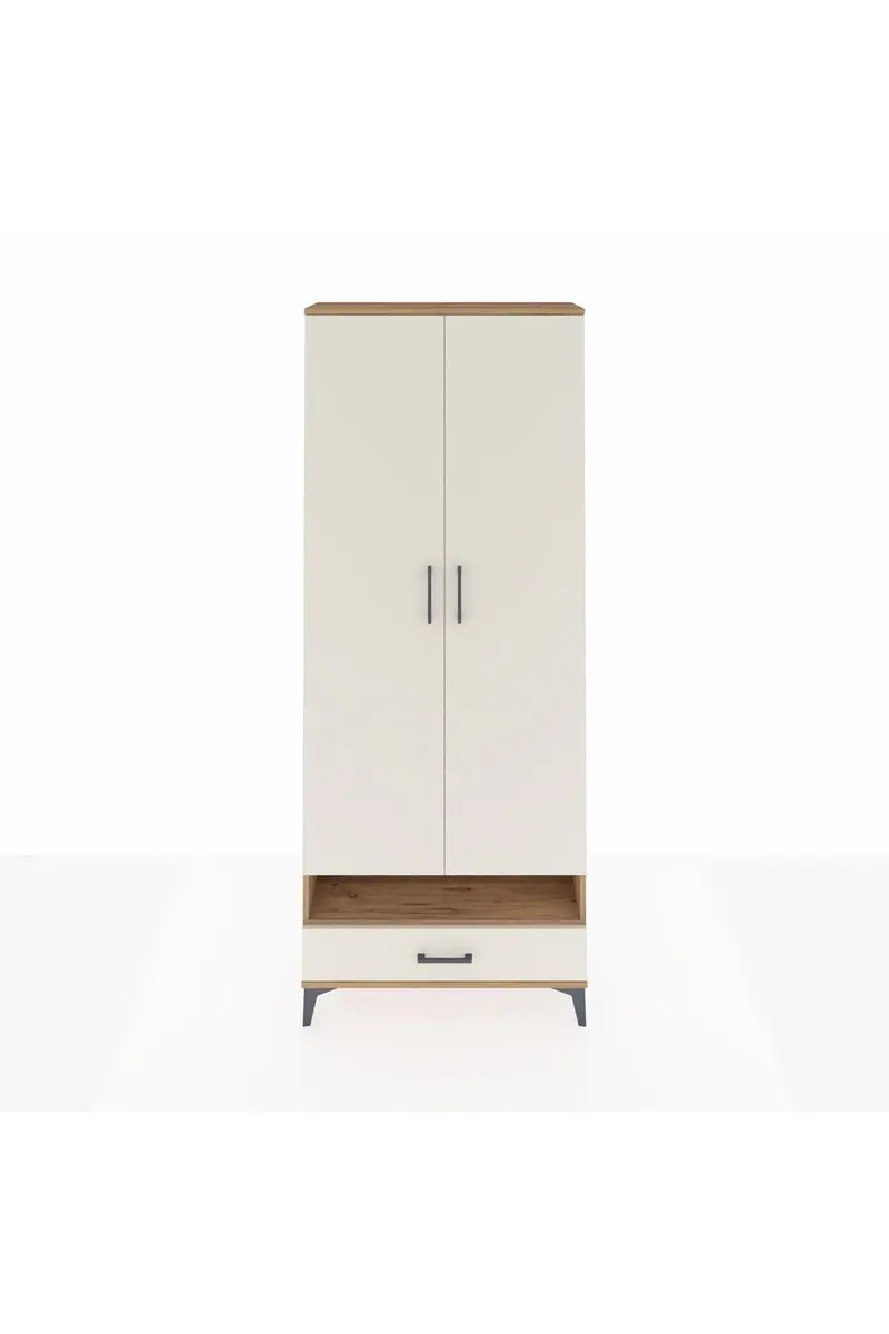 Arges Dolap 6 Raflı Tek Çekmeceli 2 Kapaklı 88x30x221