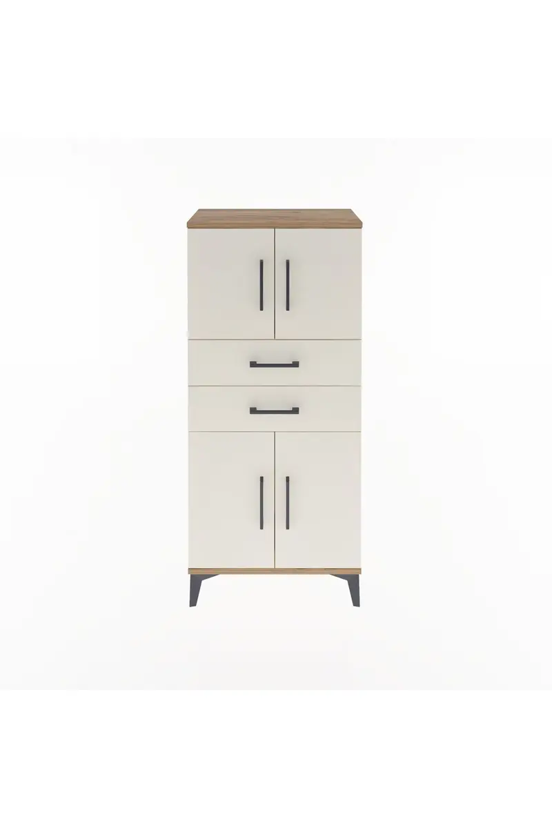 Arges Dolap Tek Raflı 2 Çekmeceli 4 Kapaklı 60x30x134