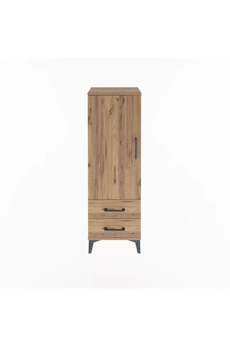 Arges Dolap Tek Raflı 2 Çekmeceli Tek Askılı 44x30x134