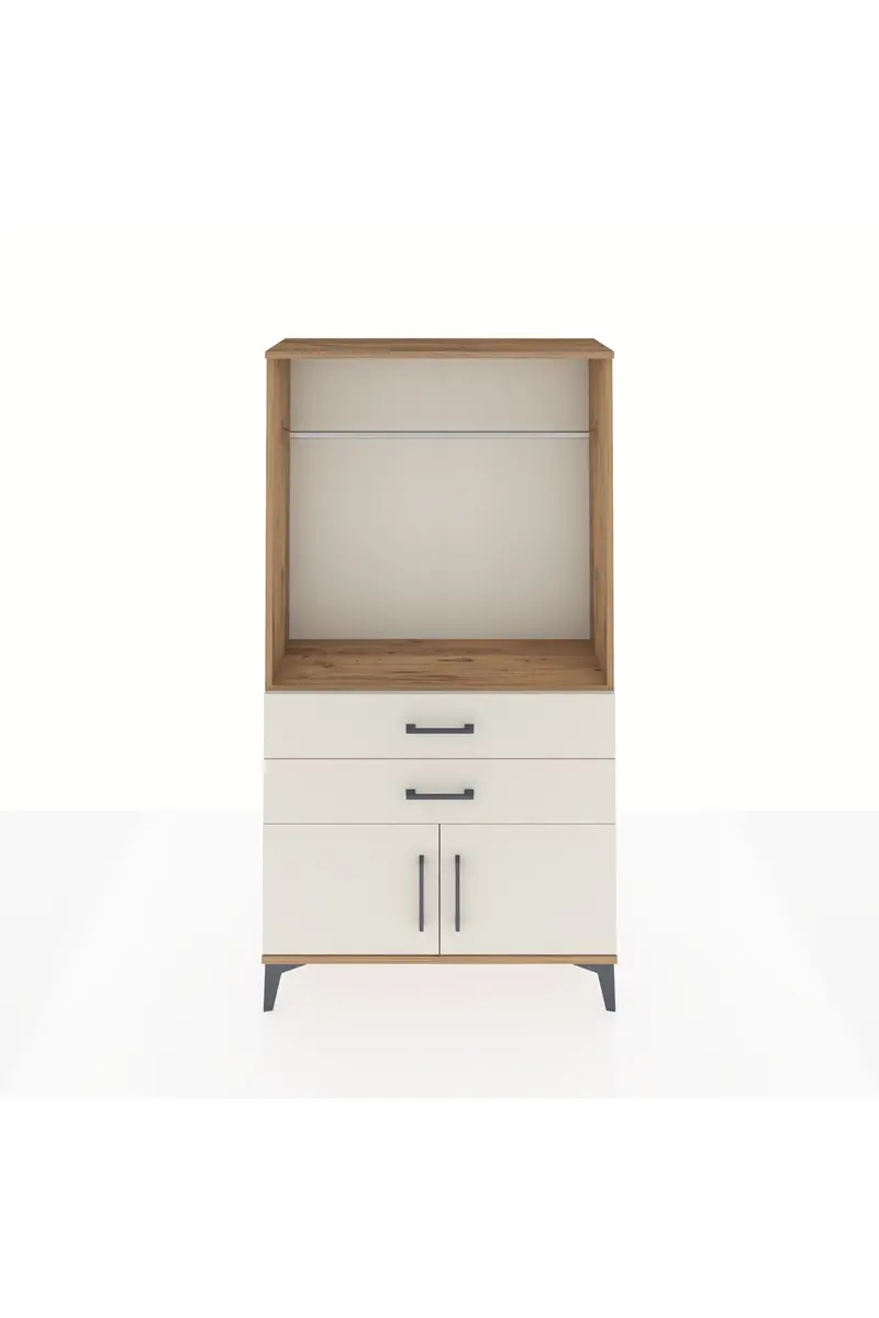 Arges Dolap Tek Raflı 2 Çekmeceli Tek Askılı 88x30x163