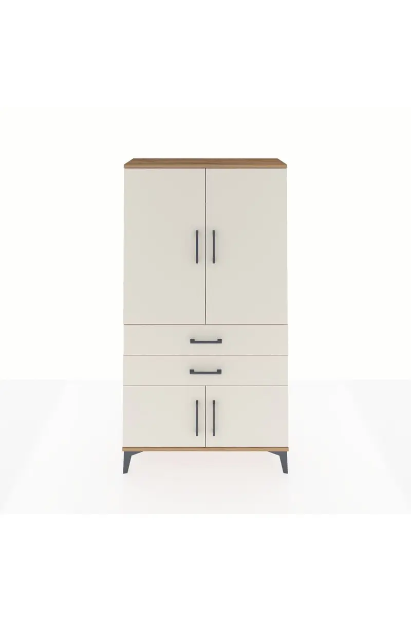 Arges Dolap Tek Raflı 2 Çekmeceli Tek Askılı 88x30x163