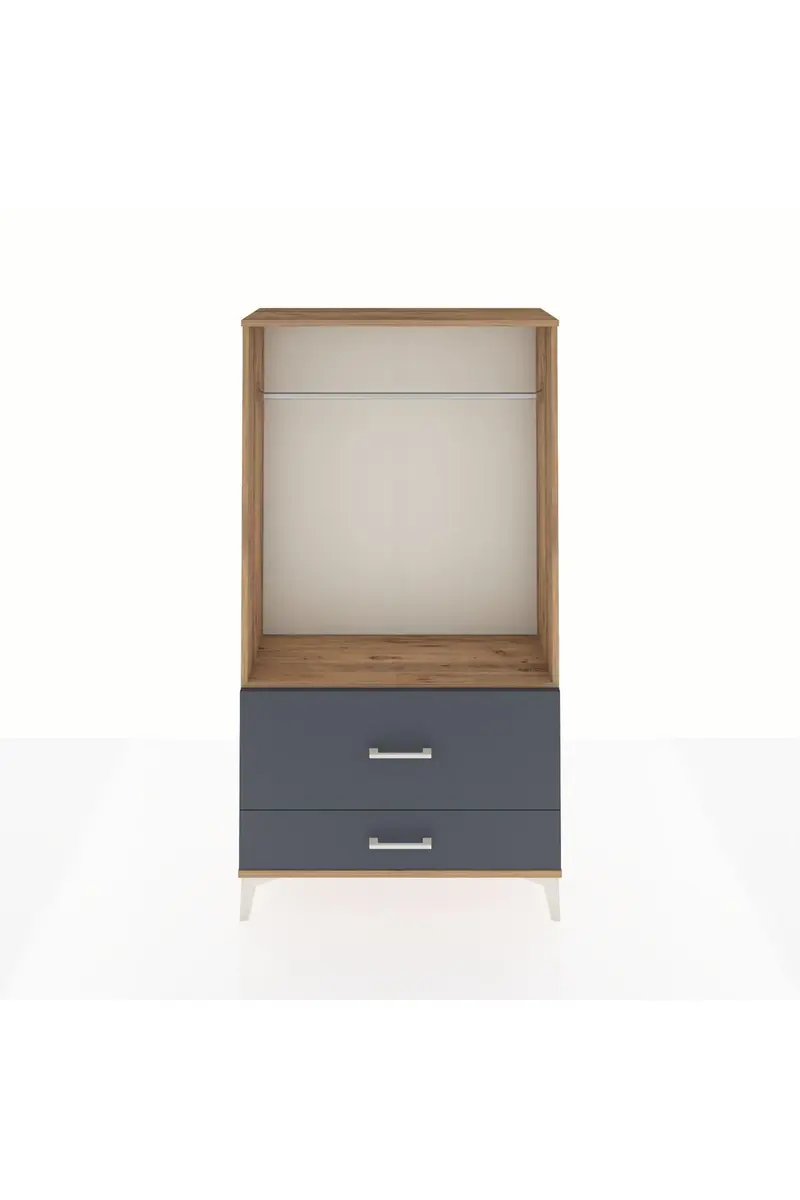 Arges Dolap Tek Raflı 2 Çekmeceli Tek Askılı 88x30x163