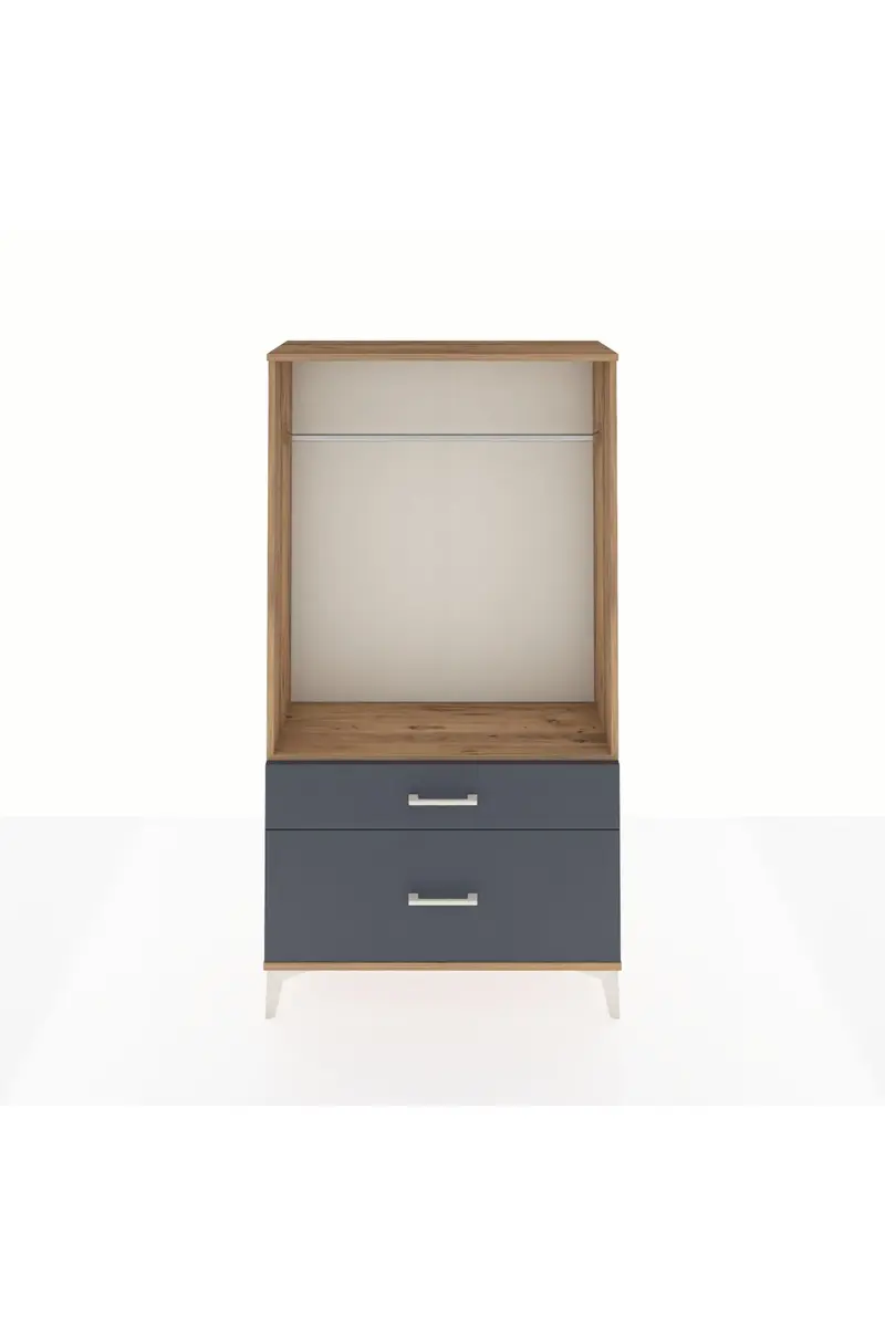 Arges Dolap Tek Raflı 2 Çekmeceli Tek Askılı 88x30x163