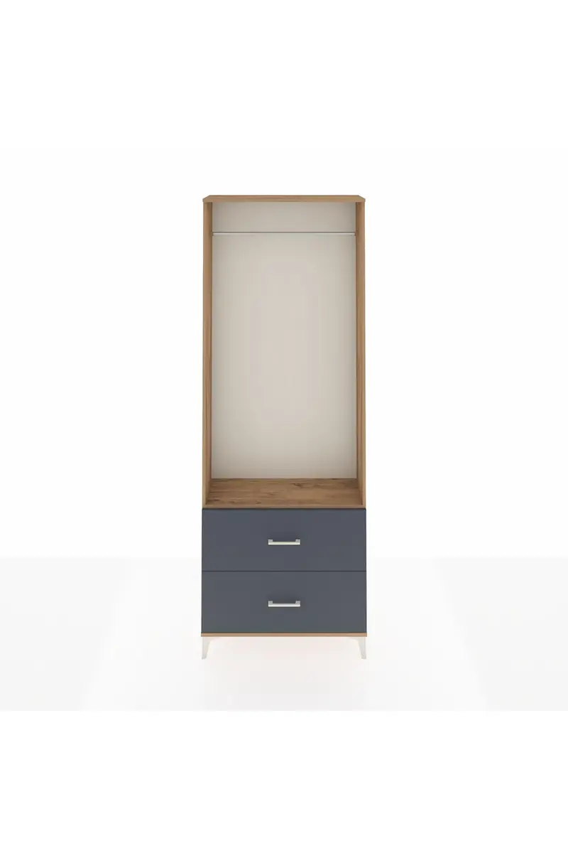 Arges Dolap Tek Raflı 2 Çekmeceli Tek Askılı 88x30x243