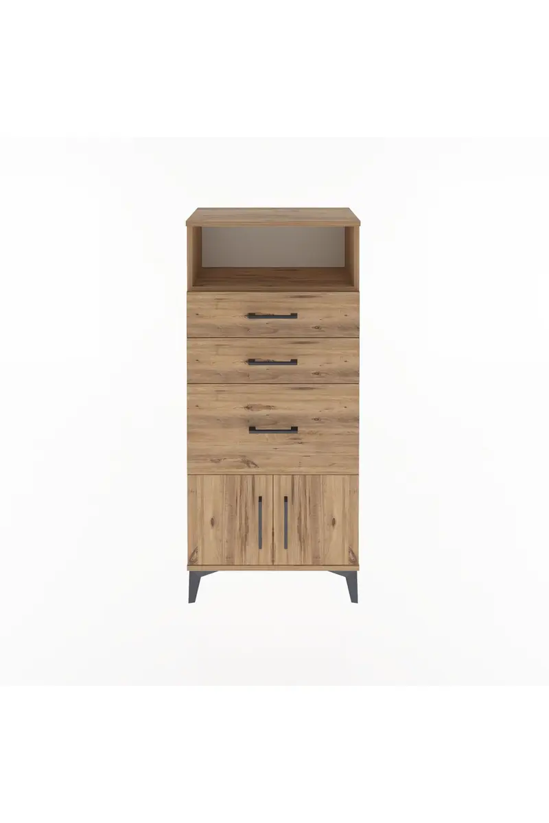 Arges Dolap Tek Raflı 3 Çekmeceli 2 Kapaklı 60x30x134