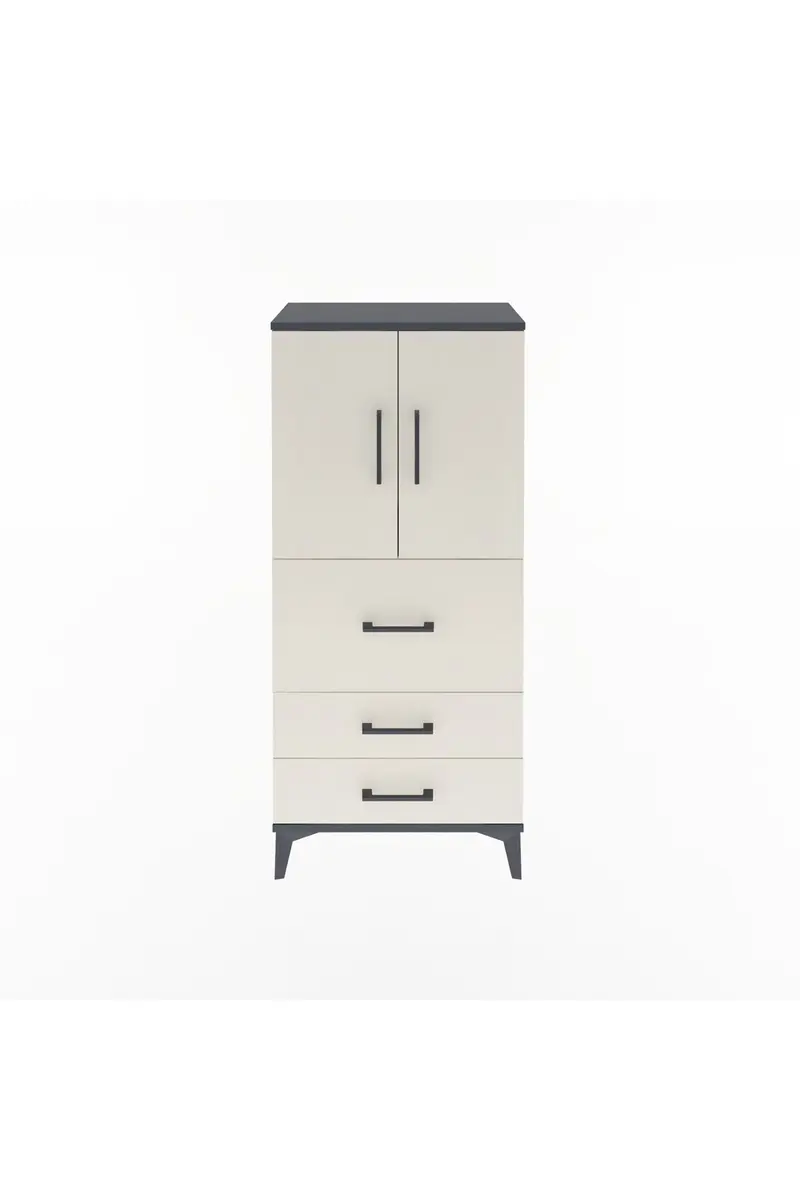 Arges Dolap Tek Raflı 3 Çekmeceli 2 Kapaklı 60x30x134