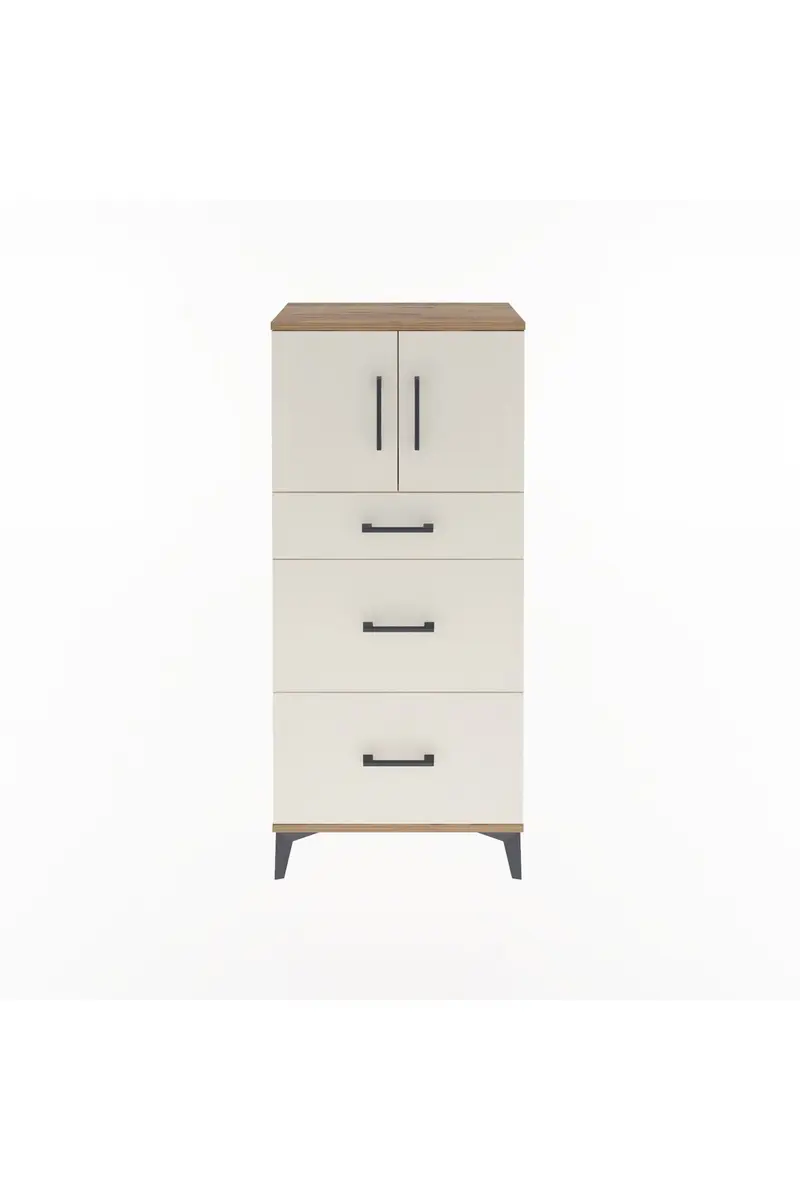 Arges Dolap Tek Raflı 3 Çekmeceli 2 Kapaklı 60x30x134