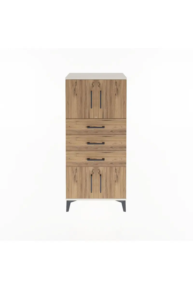 Arges Dolap Tek Raflı 3 Çekmeceli 4 Kapaklı 60x30x134